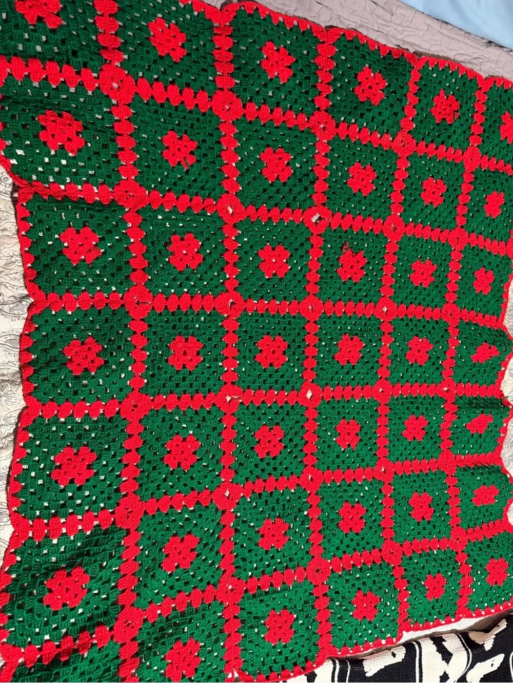 Red and green afghan